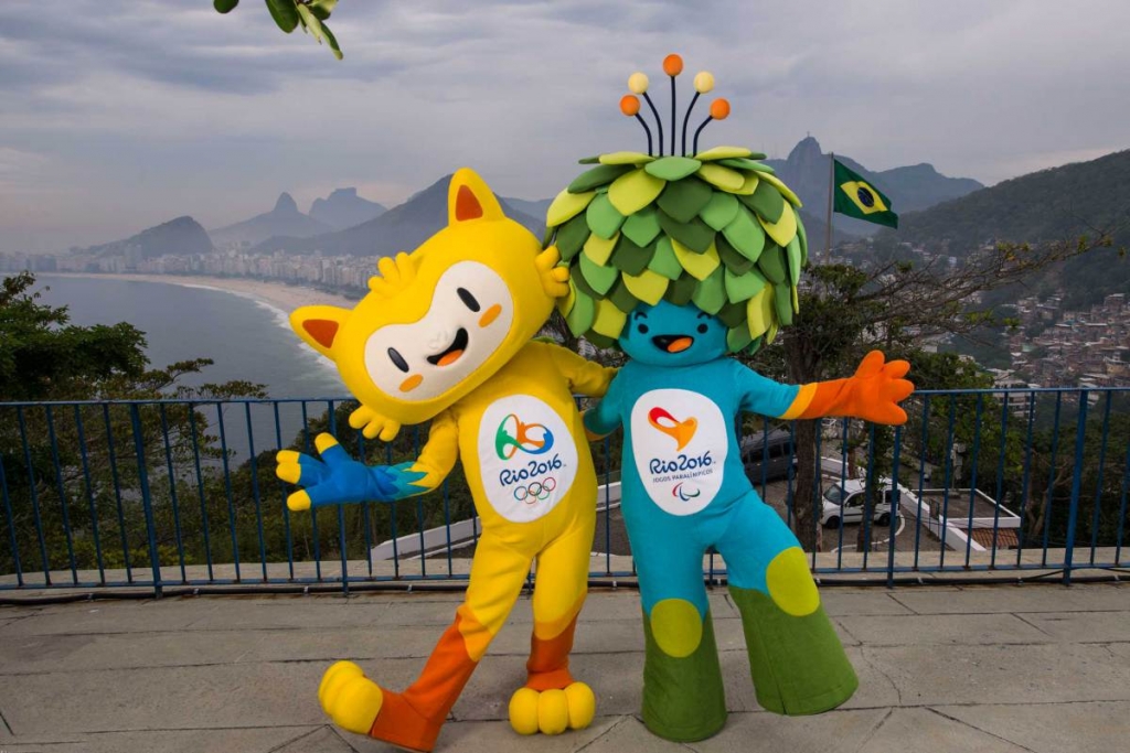 Handout shows the unnamed mascots of the Rio 2016 Olympic and Paralympic Games during their first appearance in Rio de Janeiro